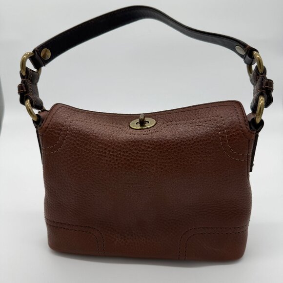 Classic Coach Brown Pebbled Leather Purse C0769-10946 Brass Hardware Turn Lock - Picture 3 of 13